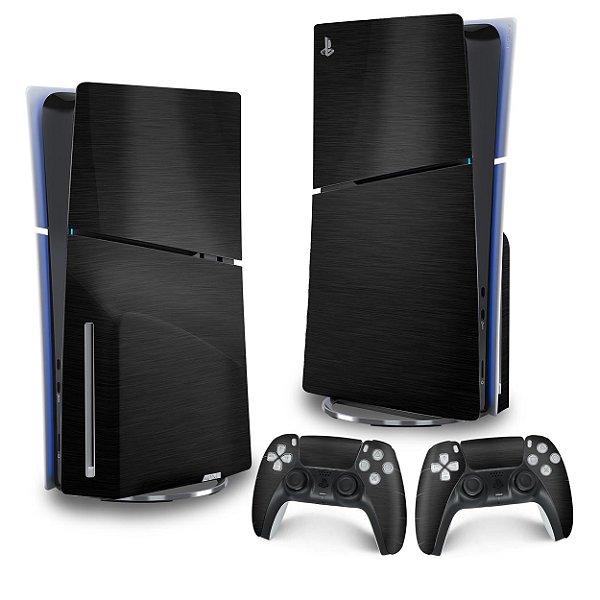 Skin PS5 Slim Vertical - Aço Escovado Preto