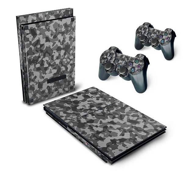 PS2 Slim Skin - Camuflada Cinza