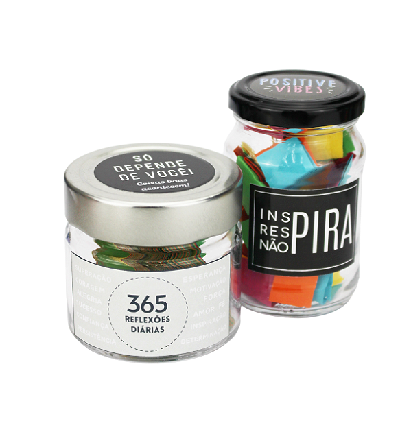 Kit Pote com 365 Inspirações diárias e Pote Inspira Respira Nao Pira