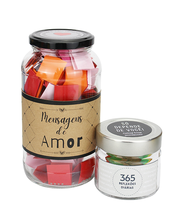 Kit Pote Mensagens de Amor + Pote 365 Inspirações diárias