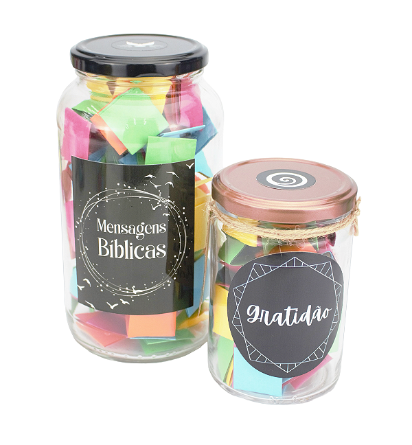 Kit Pote Mensagens Bíblicas + Pote da Gratidão