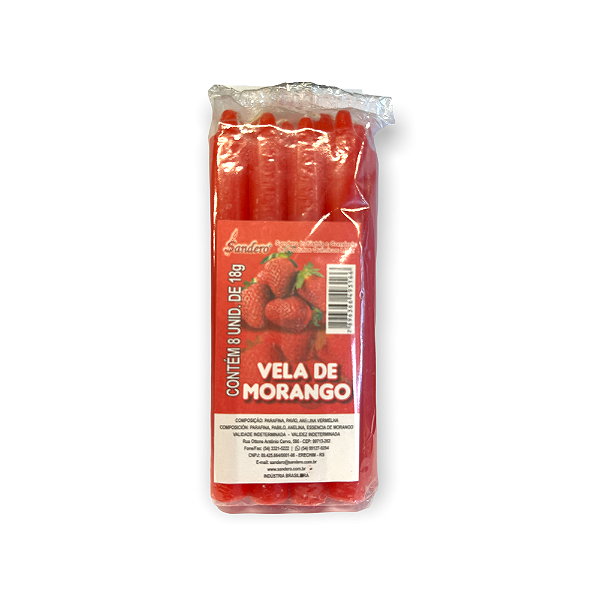 Vela Aromática MORANGO Palito - Pacote com 8