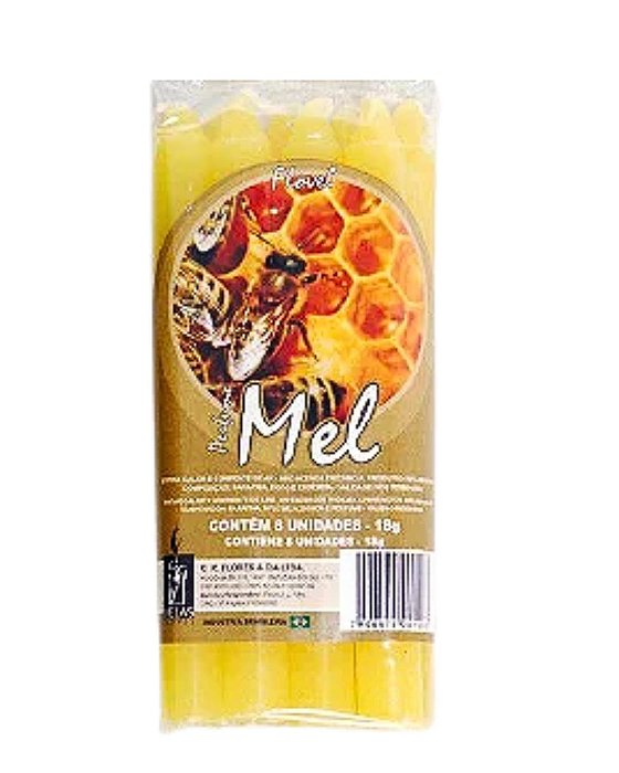 Vela Flovel Aromática MEL Palito - Pacote com 8
