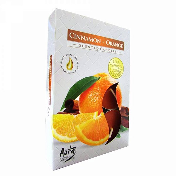 Velas Tealights Perfumadas Caixa com 6 Unidades Aura - Canela com Laranja