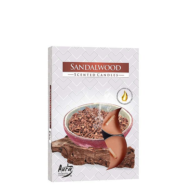 Velas Tealights Perfumadas Caixa com 6 Unidades Aura - Sandalo