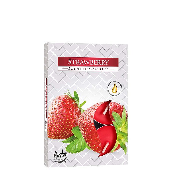 Velas Tealights Perfumadas Caixa com 6 Unidades Aura - Morango