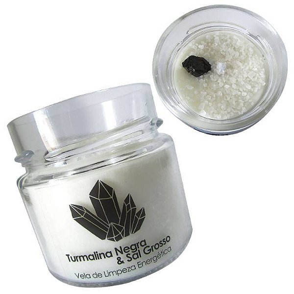 Vela Aromatizada de Limpeza Energética - Turmalina Negra e Sal Grosso
