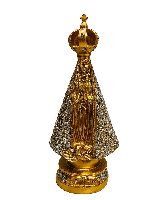 Nossa Senhora Aparecida - Manto Dourado com Glitter - Pequena