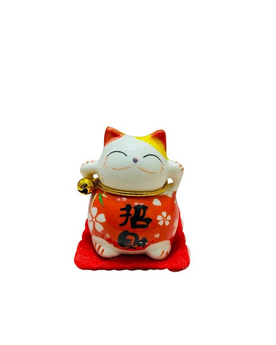 Gato da Sorte Japonês - Manekineko - Cores Diversas - Vermelho