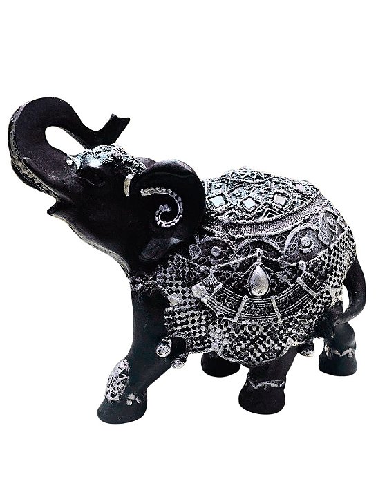 ELEFANTE DA SORTE M - PRATA E PRETO