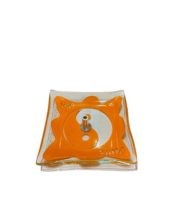 Incensário de Vidro Vertical - Ying Yang Laranja