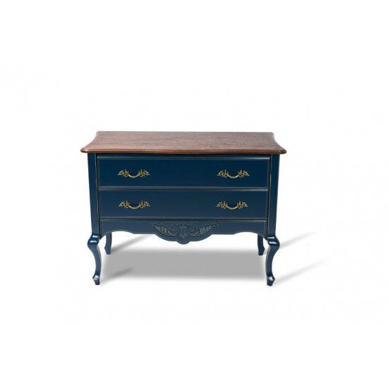 Cômoda Verona 2 Gavetas - Azul/Imbuia - Alto Padrão Móveis.