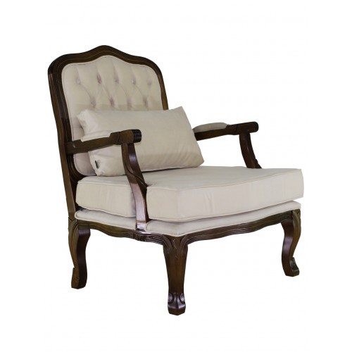 Poltrona King Capitonê - Tabaco/Suede Branco - Alto Padrão Móveis.