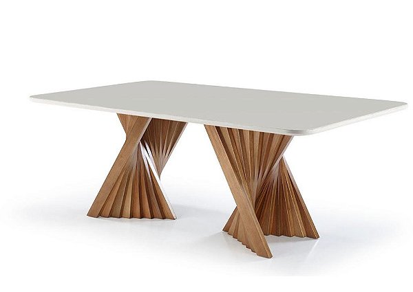 Mesa de Jantar Palents - 1,60 x 0,90 - Branca/Amêndoa -  Alto Padrão Móveis.