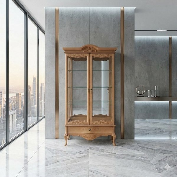 Cristaleira Entalhada 02 Portas - Imbuia - Alto Padrão Móveis.