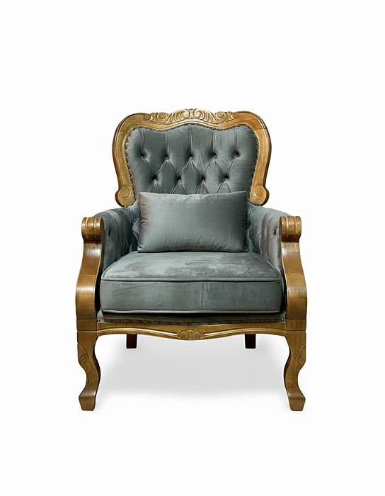 Poltrona Imperador - Imbuia/Cinza - Alto Padrão Móveis.