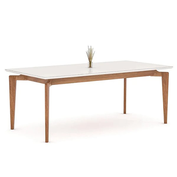 Mesa de Jantar Ellen (2,00 x 0,90) - Imbuia/Off white - Alto Padrão Móveis.