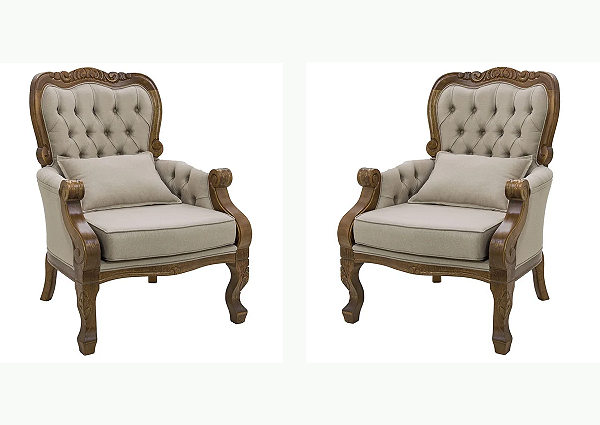 Conjunto 02 Poltronas Imperador - Imbuia/Marrom - Alto Padrão Móveis.