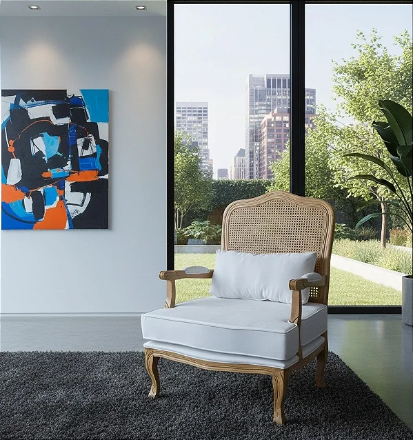 Poltrona King - Amêndoa/Branco - Alto Padrão Móveis.