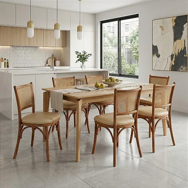 Conjunto 6 Cadeiras Doha - Mel - Alto Padrão Móveis.