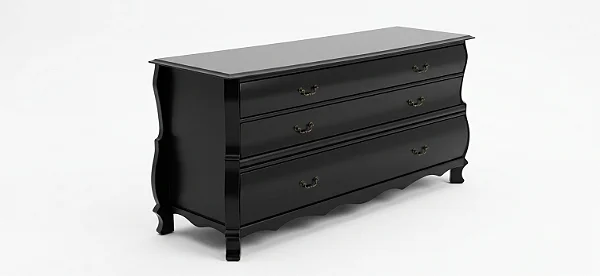 Cômoda Siena 3 Gavetas Preta Fosco Alto Padrão