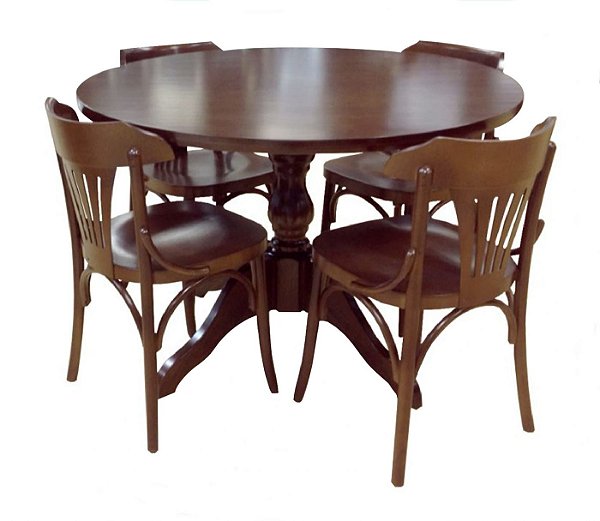 Conjunto de Jantar Marseille (Mesa 1,20 + 04 Cadeiras) - Imbuia - Alto Padrão Móveis.