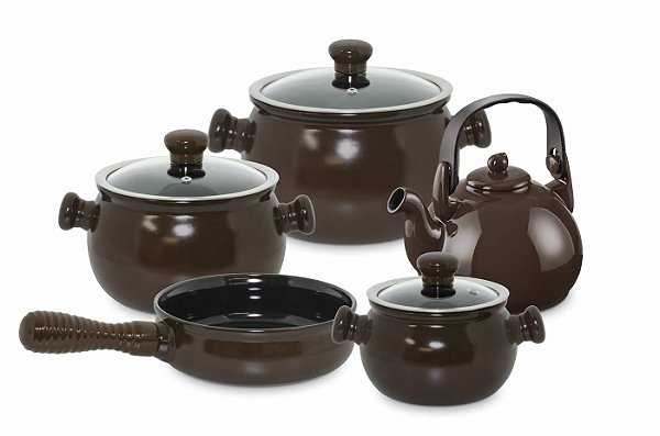 Conjunto de Panelas Colonial 5 Peças - Chocolate - Ceraflame.