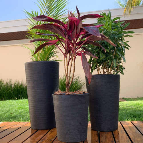 Kit 3 Vasos De Plantas Redondo Polietileno Para Decoração