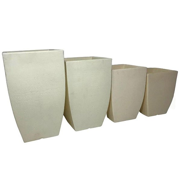 Kit 4 Vasos De Plantas Quadrado Para Decoração Sala E Jardim