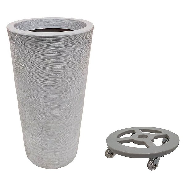 Vaso De Polietileno 73x40 + Suporte Com Rodas Para Decoração