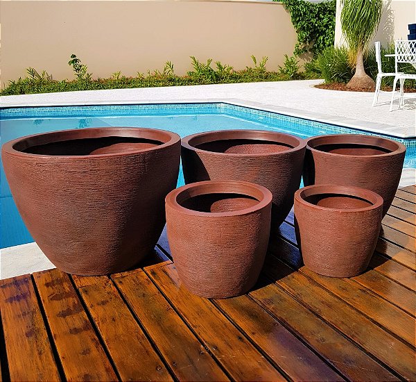 Kit 5 Vasos para Plantas Redondos e Modernos