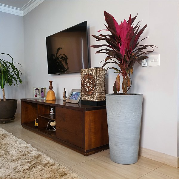 Vaso Damasco Texturizado Alto para Plantas - Alpe & Aritana