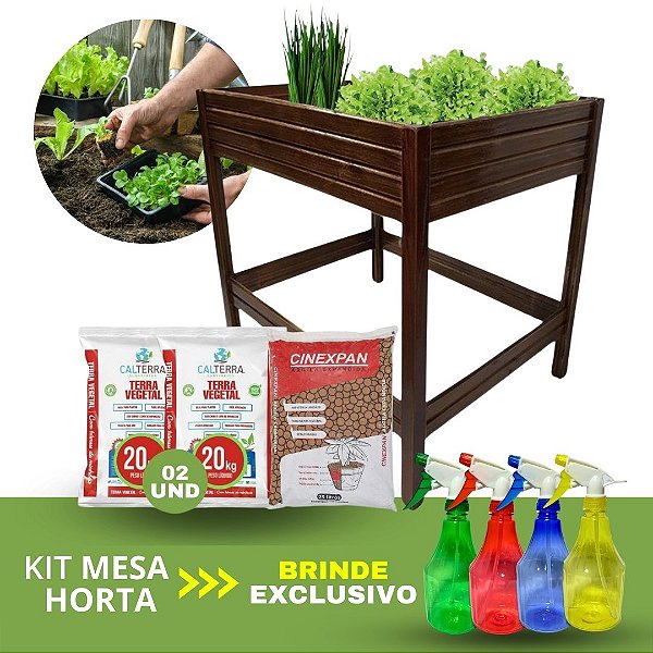 Kit Mesa Para Jardinagem Completa Terra Argila Horta Jardim