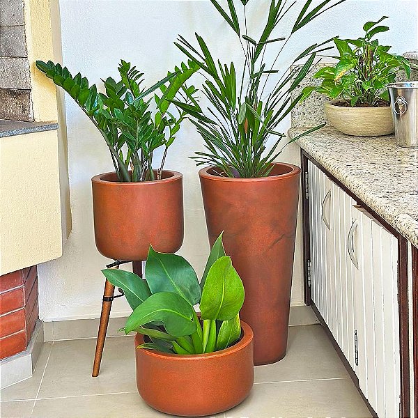 Kit 3 Vasos de Planta Decoração Externa Área Gourmet e Lazer