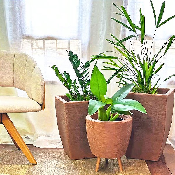 Kit 3 Vasos de Plantas Médios Para Salas e Varandas