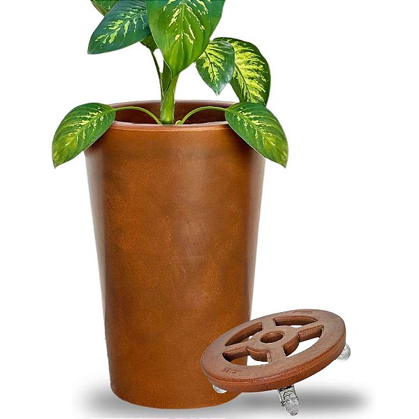 Vaso de Planta e Suporte com Roda Para Decoração Kit 2 Peças