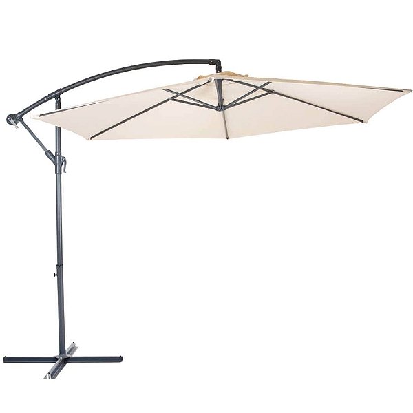 Ombrelone Suspenso Lateral Aço Guarda Sol Piscina Jardim 3m