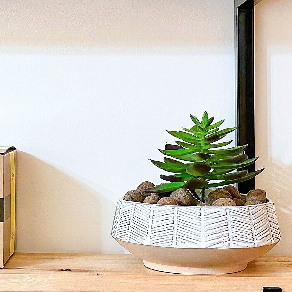 Vaso Cachepot Bacia Cerâmica Para Decoração Flores e Planta