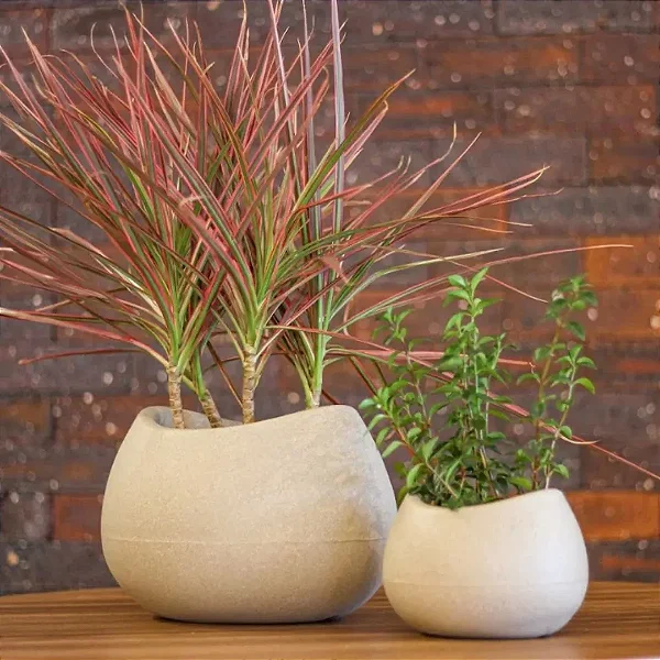 Kit de Vasos Para Plantas Oval Texturizado Para Decoração