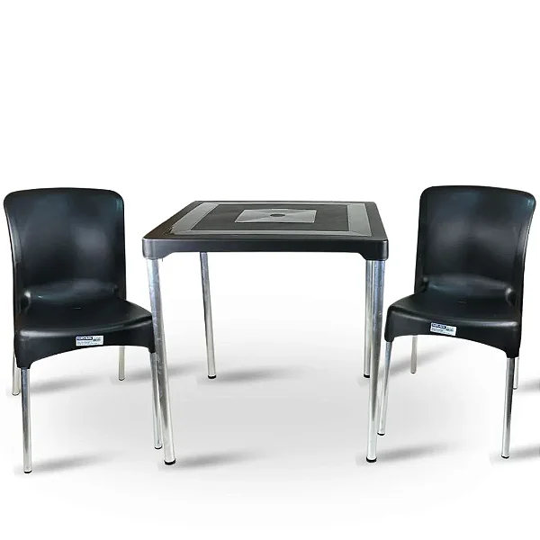 Kit Mesa com 2 Cadeiras Para Decoração Jardim Varanda Lazer