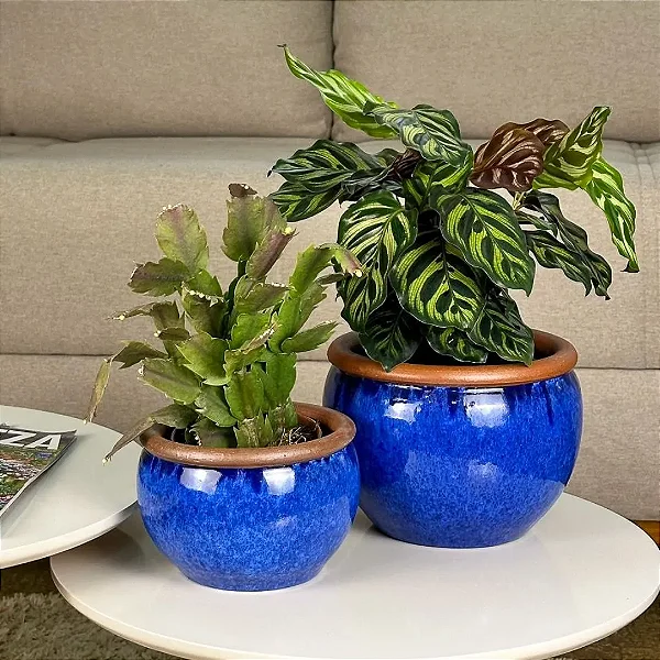 Kit 2 Vasos para Planta Cerâmica Cachepot Decorativo Interno