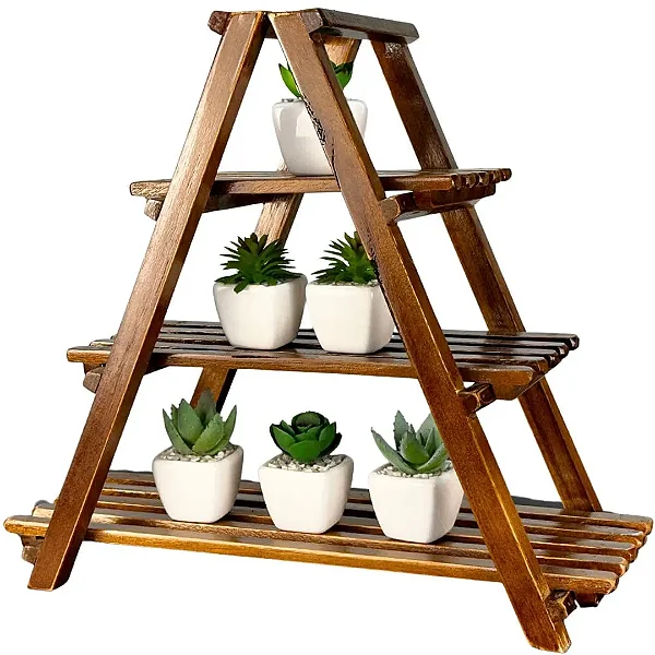 Suporte de Madeira Prateleira Decorativa Para Suculenta