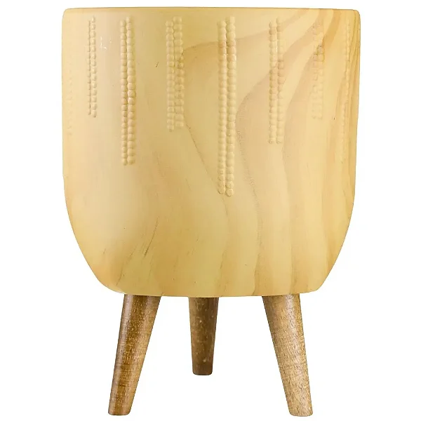 Vaso Linha Genebra Cachepot Decorativo com Tripé de Madeira