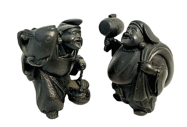 Estatuetas em bronze ``Deus japonês ``