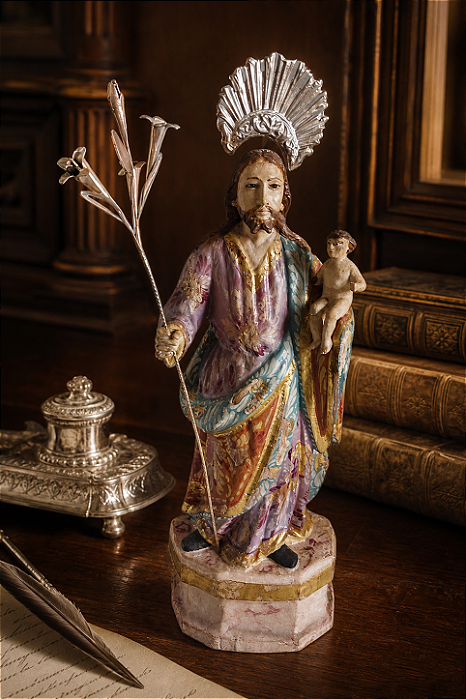 Antiga imagem de São Jose com menino Jesus