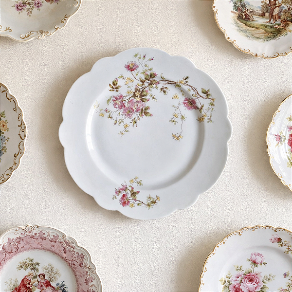 Prato para sobremesa em fina porcelana francesa Limoges