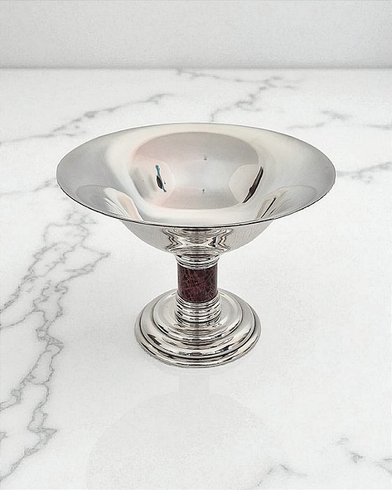 Antigo bowl  perolado em metal prateado Puiforcat