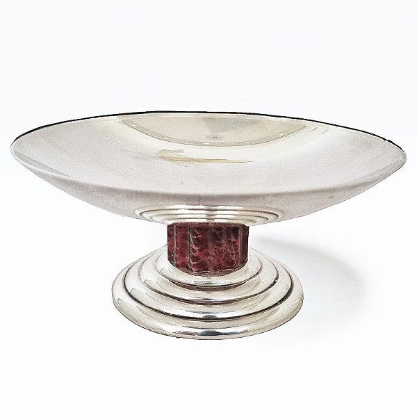 Pequeno bowl prateado com fuste em esmalte-Puiforcat