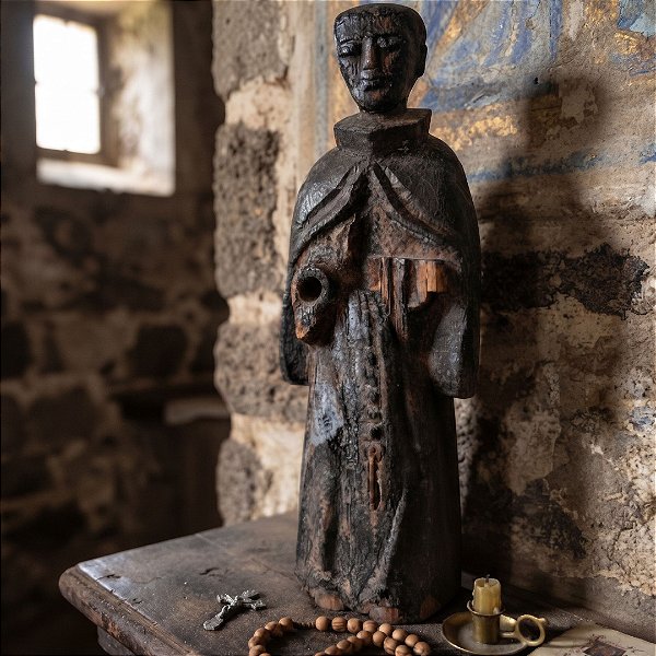 Antiga imagem de Santo Antônio em madeira
