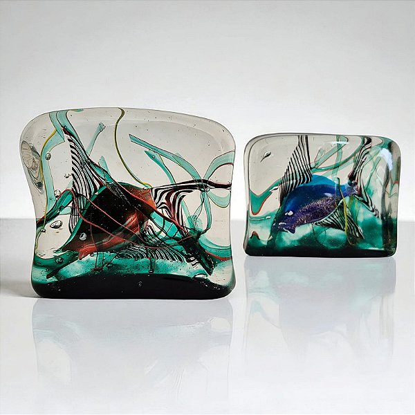 Bloco de vidro de murano Aquário. Aureliano Tozzo- Preço unitario